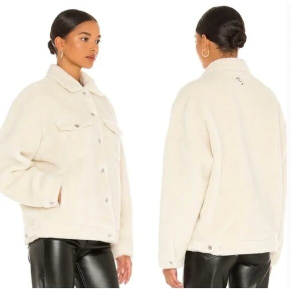 Anine Bing Rory Faux Sherpa Oversized‎ Shacket in Cream Size L - Picture 1 of 7